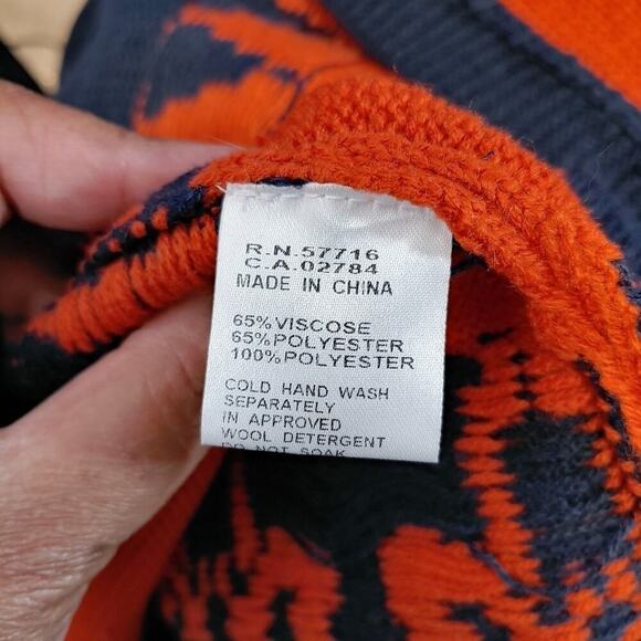 Papillon Boho Aztec Orange and Blue Open Front Collegiate Auburn Cardigan Sz M - Picture 8 of 9